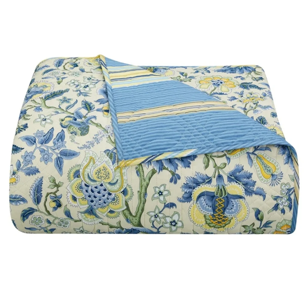 NWT Waverly Imperial Dress Jacobean 100% Cotton Twin Quilt Set -Quilt Sham Skirt